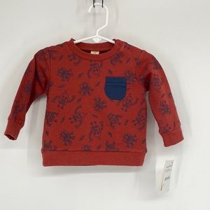 Tucker + Tate Boys Long Sleeve Front Pocket Sweatshirt Red Barn Robot 6M $18 NWT